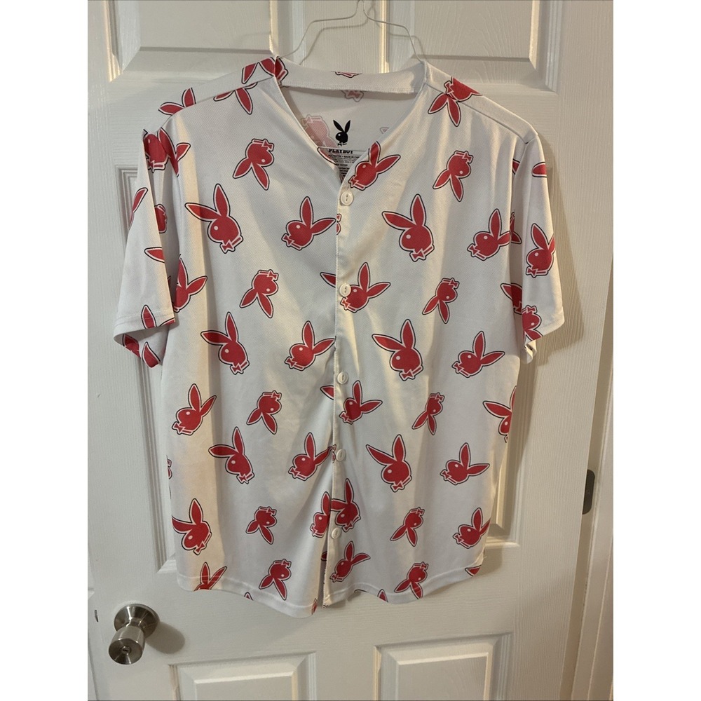 Playboy White And Pink Bunnies Jersey Large